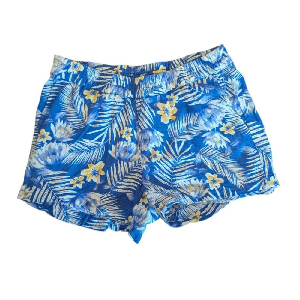 KUT from the Kloth Blue Floral Linen Blend Pull-On Shorts 0 Vacation